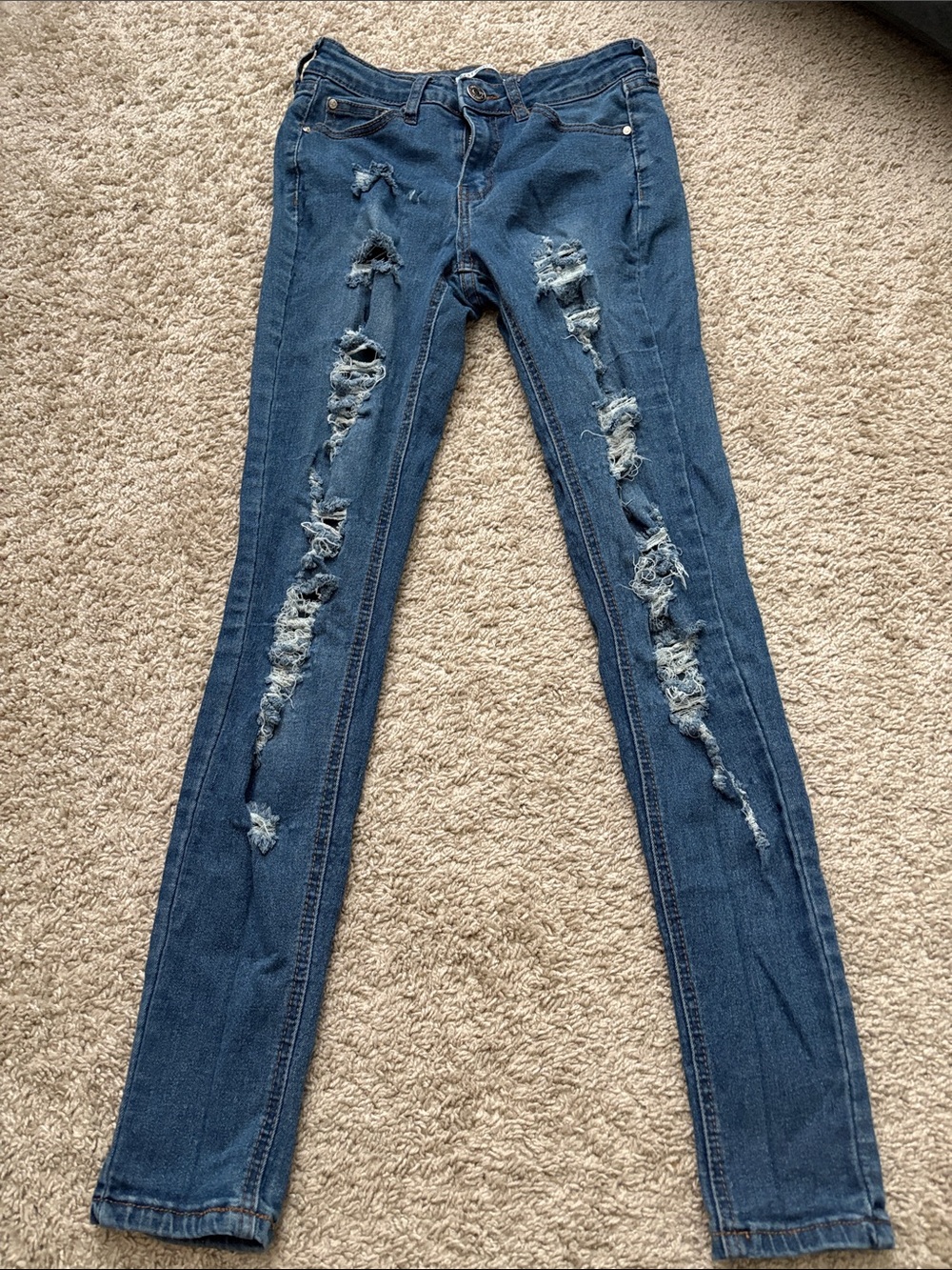 Women's Dark Blue Distressed Skinny Jeans
